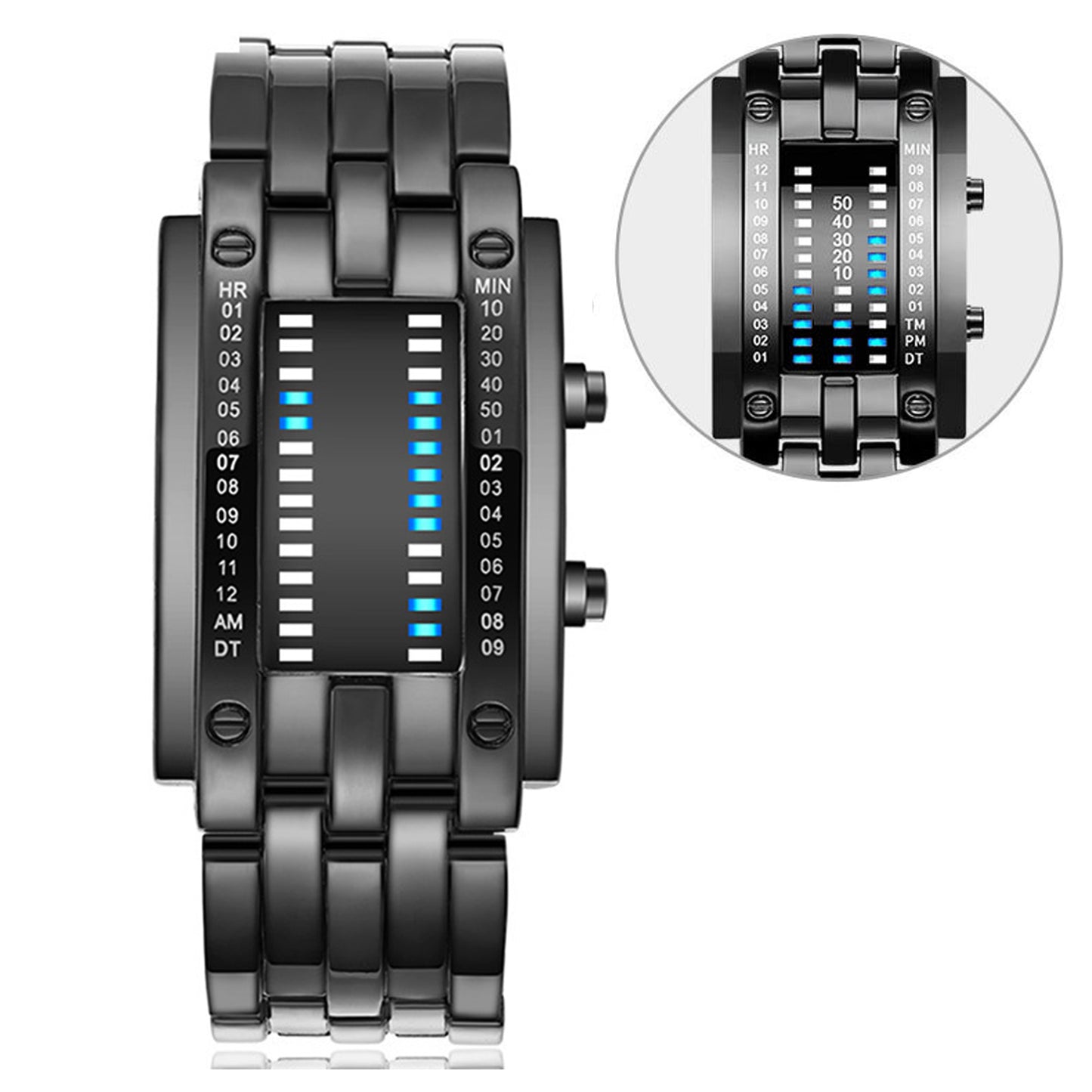 Binary Matrix Blue LED Digital Watch Men Women Classic Fashionable Future Technology Binary Watch