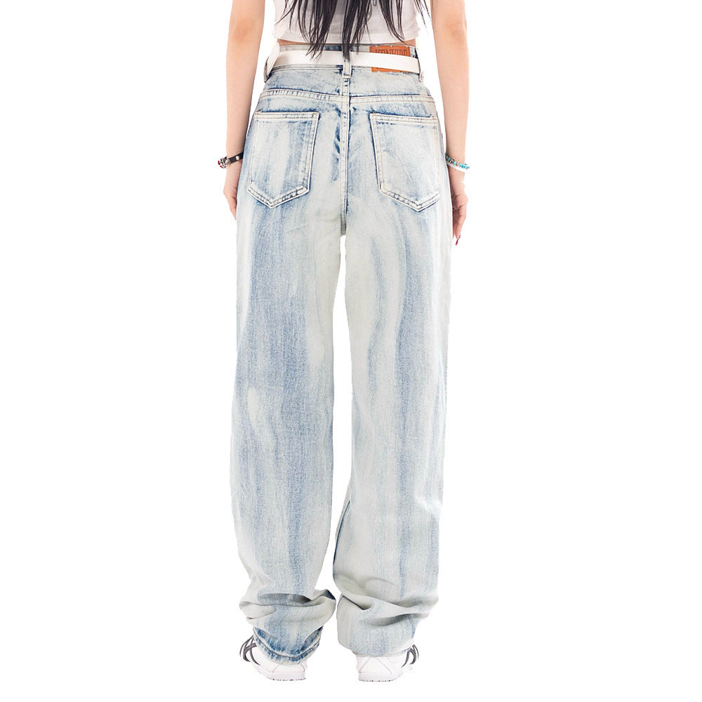Gradient Denim Straight-leg Trousers