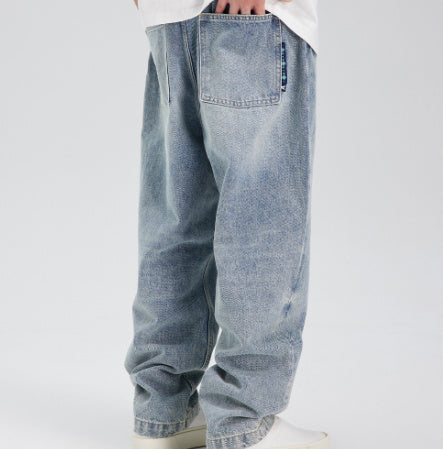 Japanese-style Retro Basic Style Denim Trousers Washed Loose