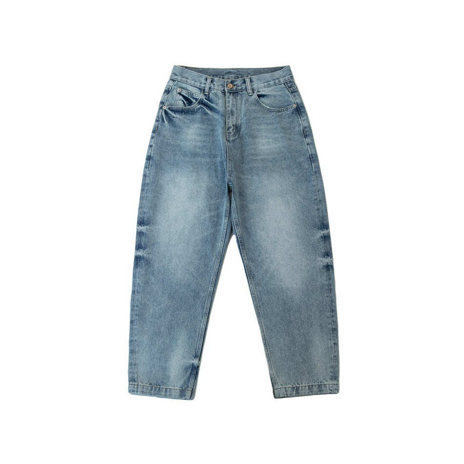Japanese-style Retro Basic Style Denim Trousers Washed Loose