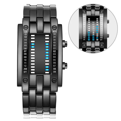 Binary Matrix Blue LED Digital Watch Men Women Classic Fashionable Future Technology Binary Watch