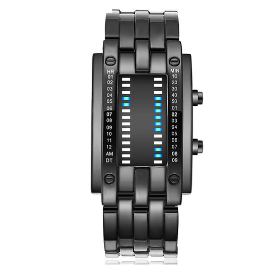 Binary Matrix Blue LED Digital Watch Men Women Classic Fashionable Future Technology Binary Watch