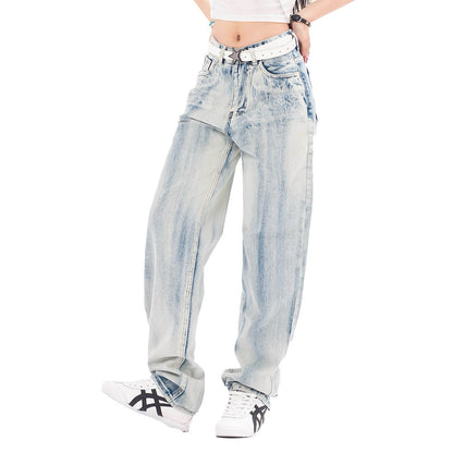 Gradient Denim Straight-leg Trousers